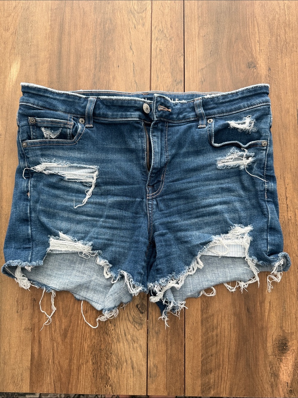 American Eagle Outfitters Distressed Dark Blue Denim Shorts